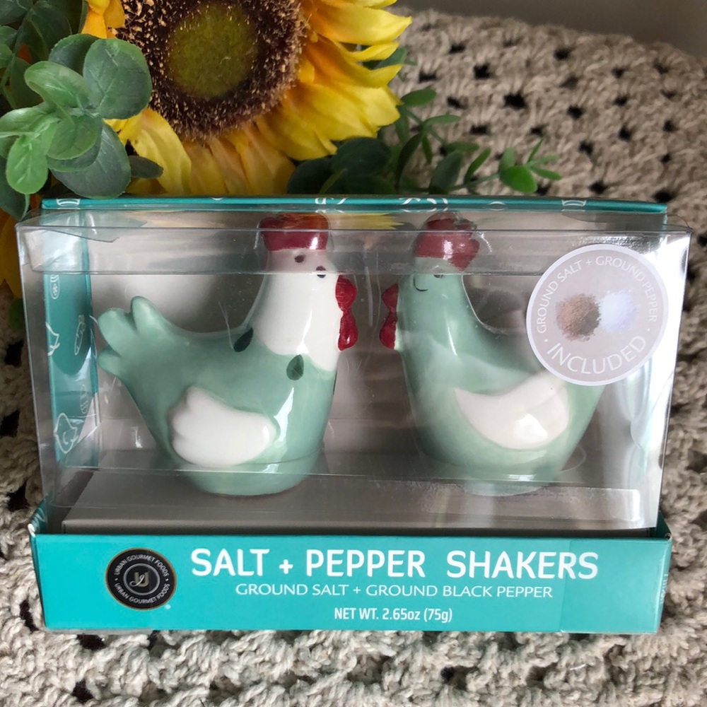 Ceramic Farmhouse Chicken Salt & Pepper Shakers - Mint Green